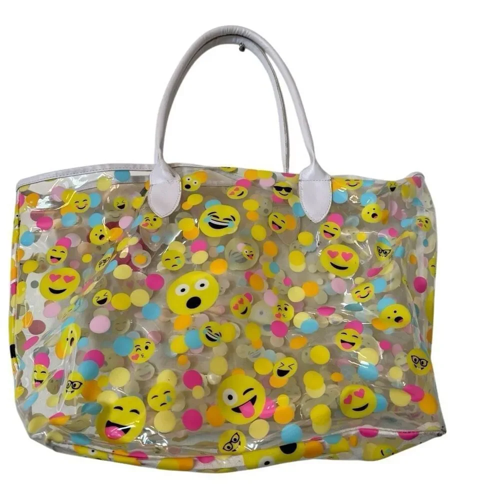 Justice Confetti Emojis Transparent Tote Bag Clear Multicolor Size 12